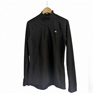 WOMAN'S Adidas Climalite Black 3/4 Zip Lightweight Pullover Sweater- Size Large